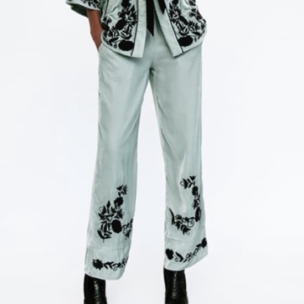 Zara embroidery pants